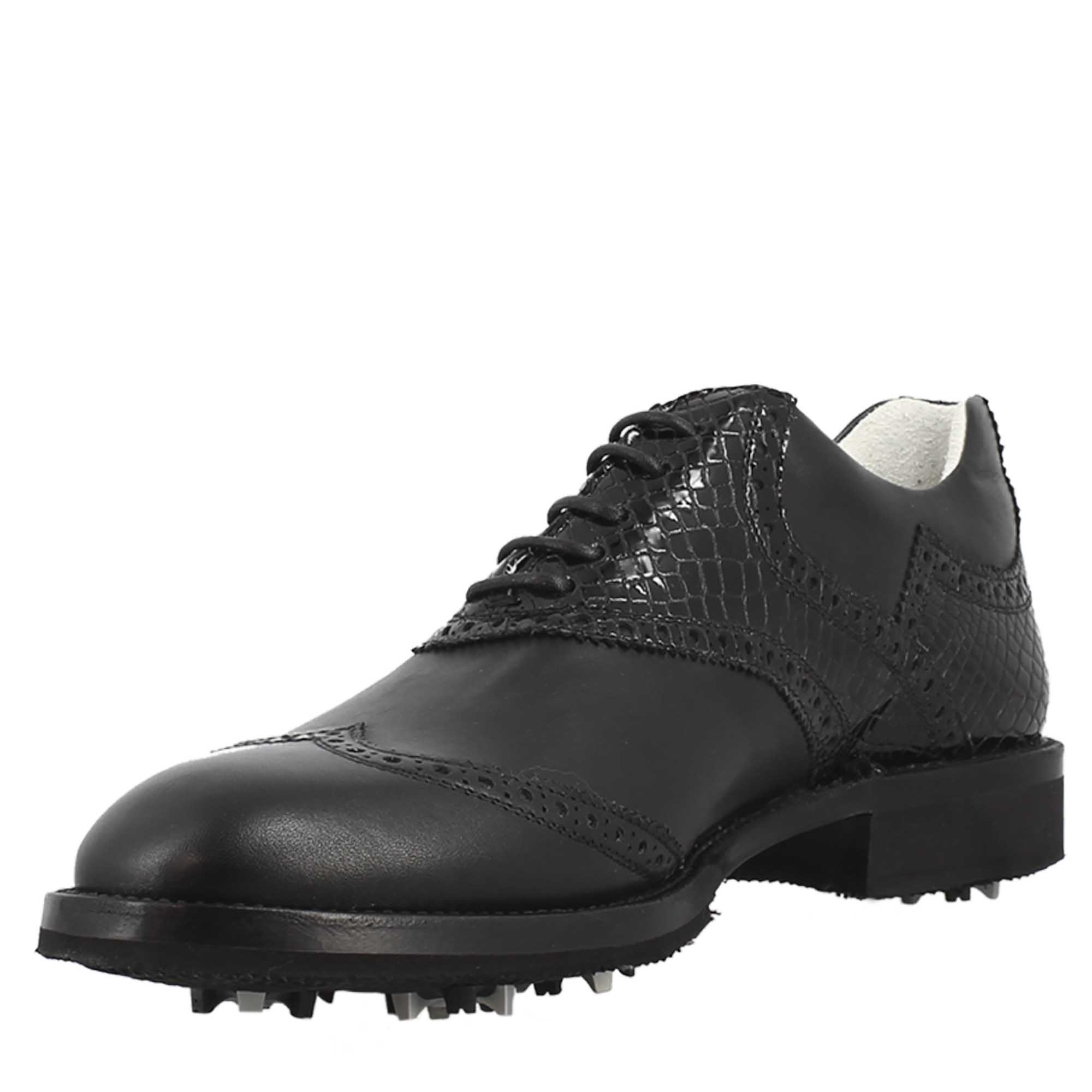 Leonardo Shoes Golf Calzature scarpe da golf pelle nero