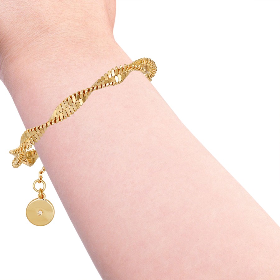 Vince Camuto Bracciale Catena Oro Spina di Pesce 19 cm