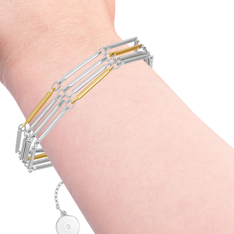 Vince Camuto Bracciale Multi Riga Bicolore Oro Argento