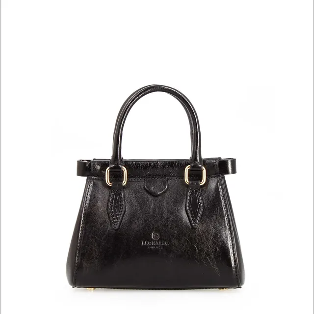 Leonardo Shoes Fiorenza borsa donna nero pelle tracolla 20 cm