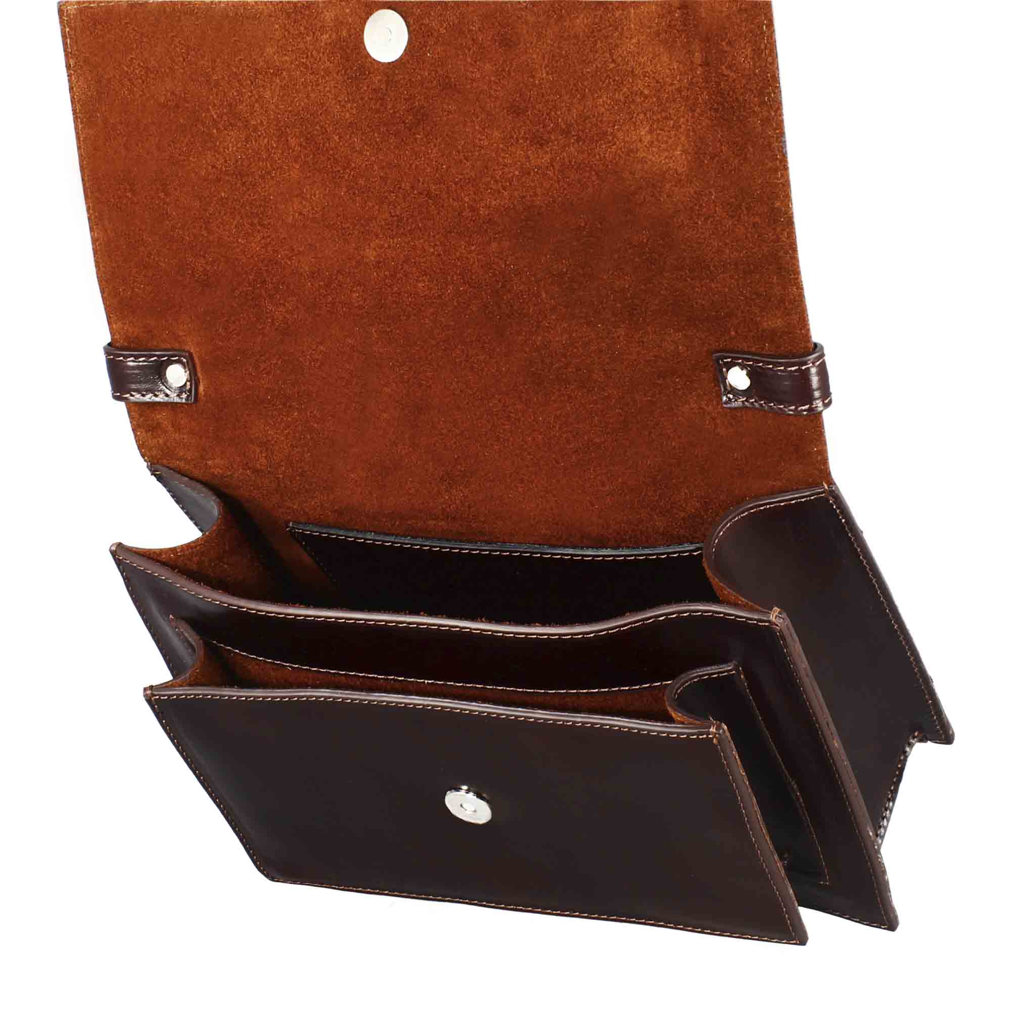 Leonardo Shoes Contessina Borsa Donna Pelle Marrone Scuro