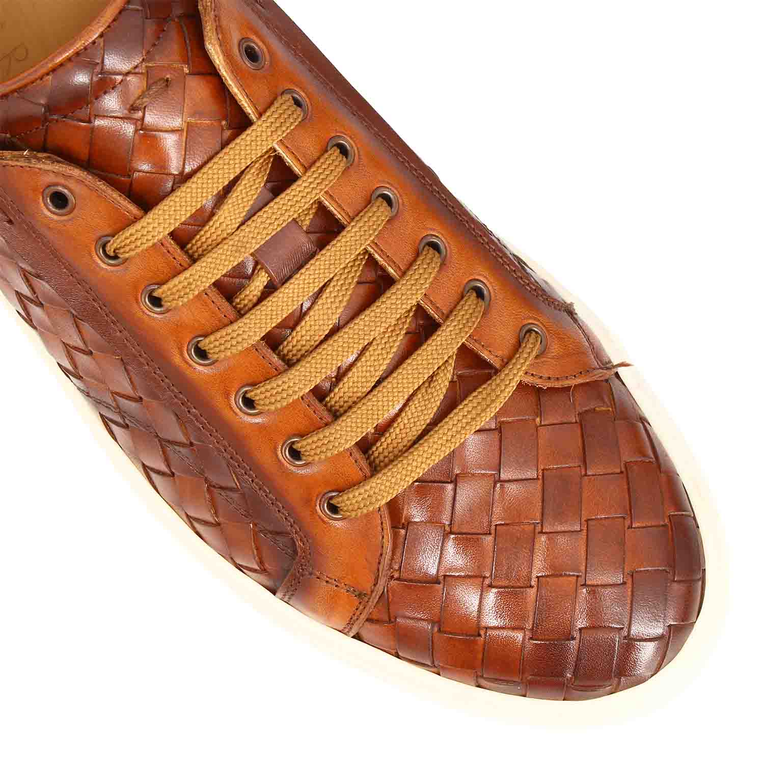 Leonardo Icaro Marrone Sneakers Uomo Pelle Intrecciata