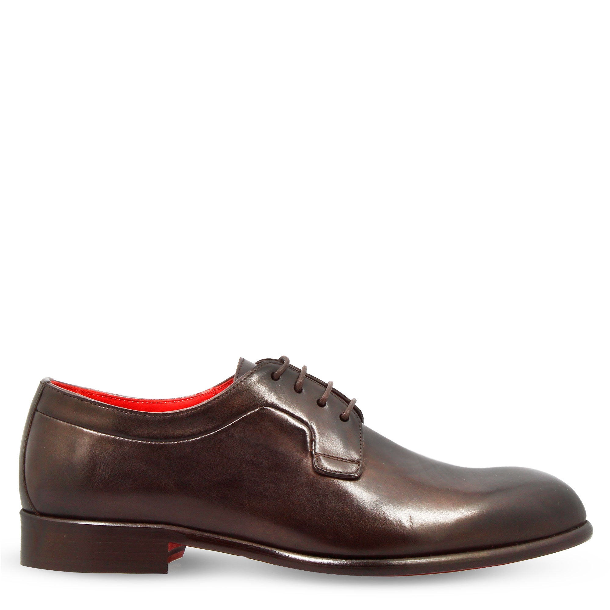 Leonardo Shoes Francesine derby marrone scuro pelle liscia
