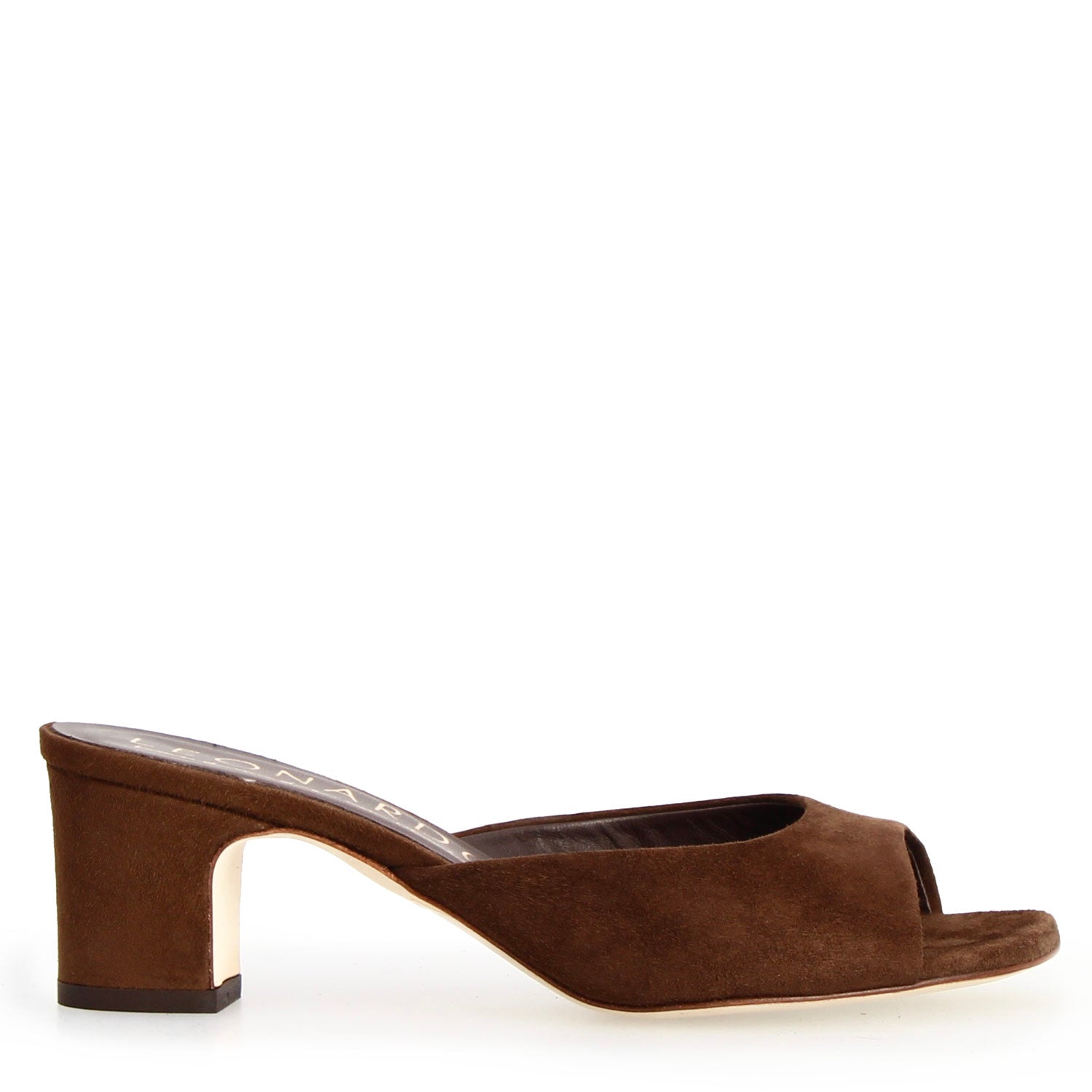 Leonardo Shoes Elena Mules Donna Camoscio Moro Punta Aperta