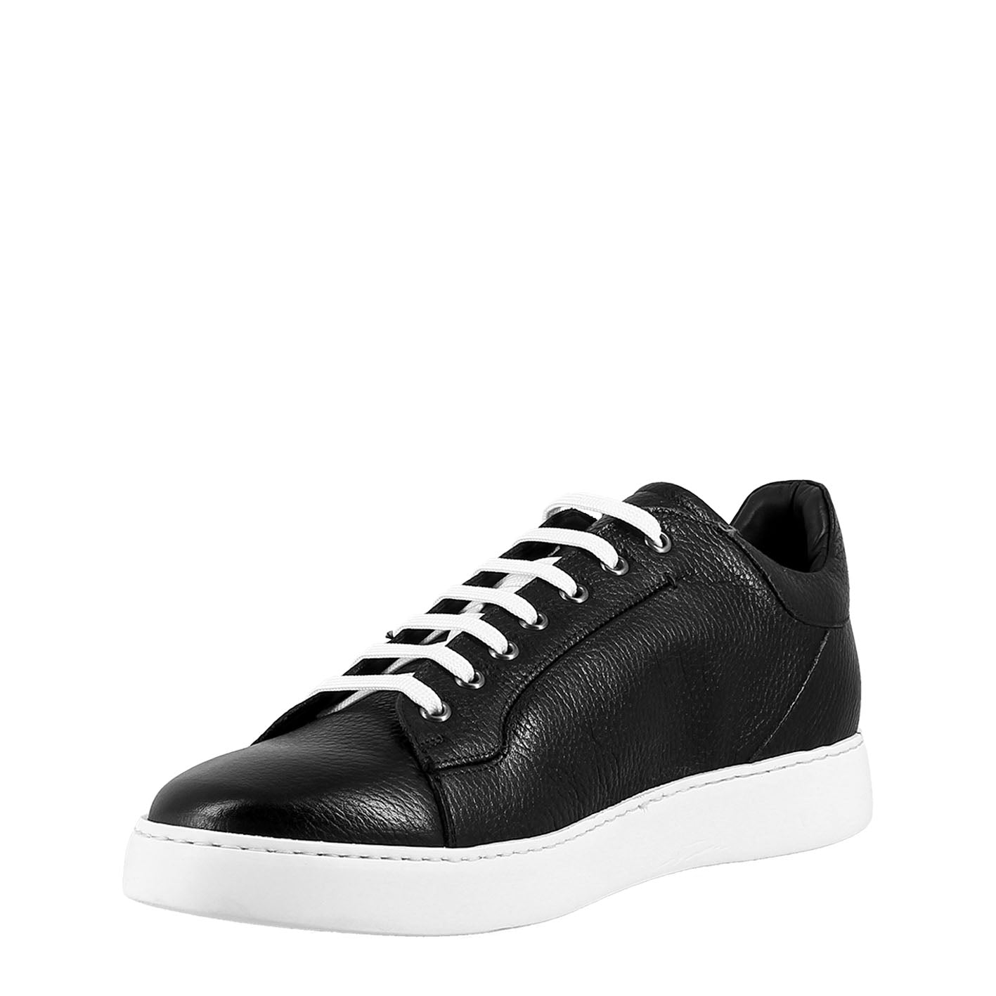 Leonardo Shoes Sneakers Uomo pelle liscia nero elegante