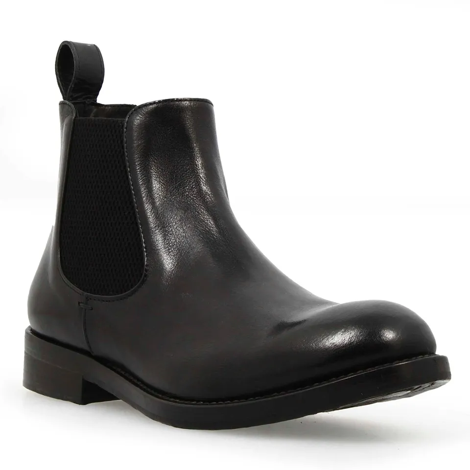 Leonardo Shoes Chelsea stivaletti pelle nero diver