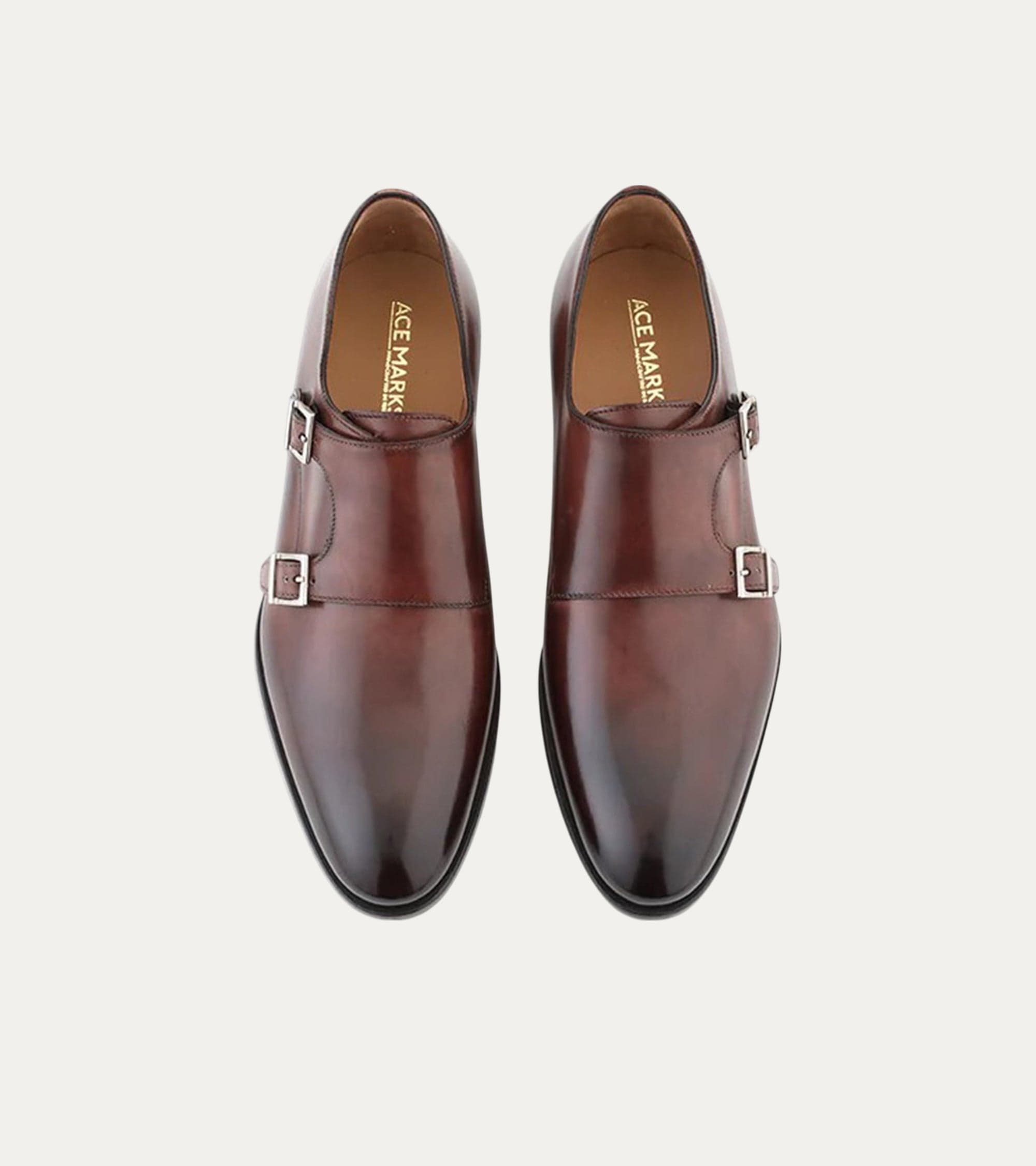 Ace Marks Kurt monkstrap uomo pelle marrone fibbia