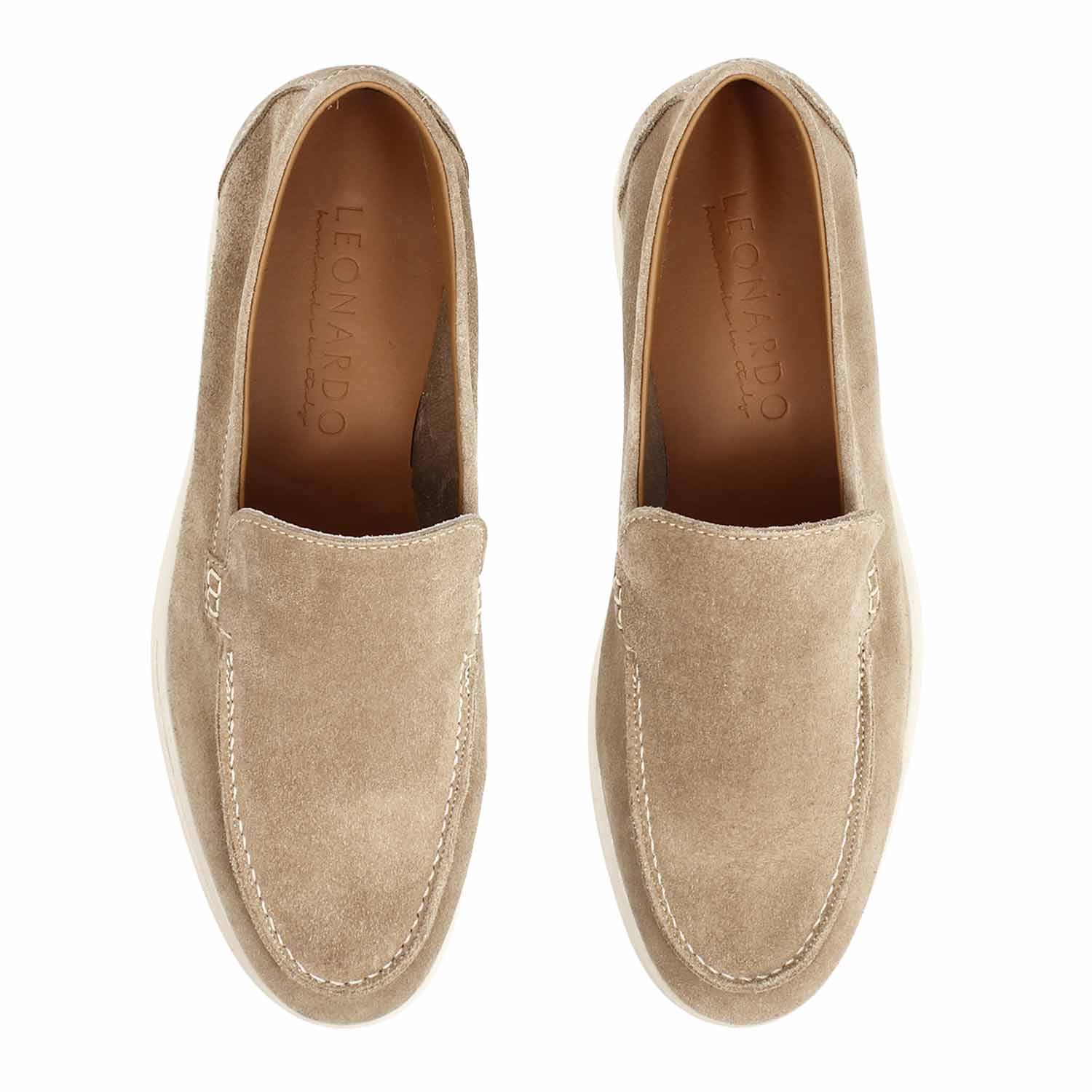 Leonardo Elite mocassino uomo camoscio marrone chiaro