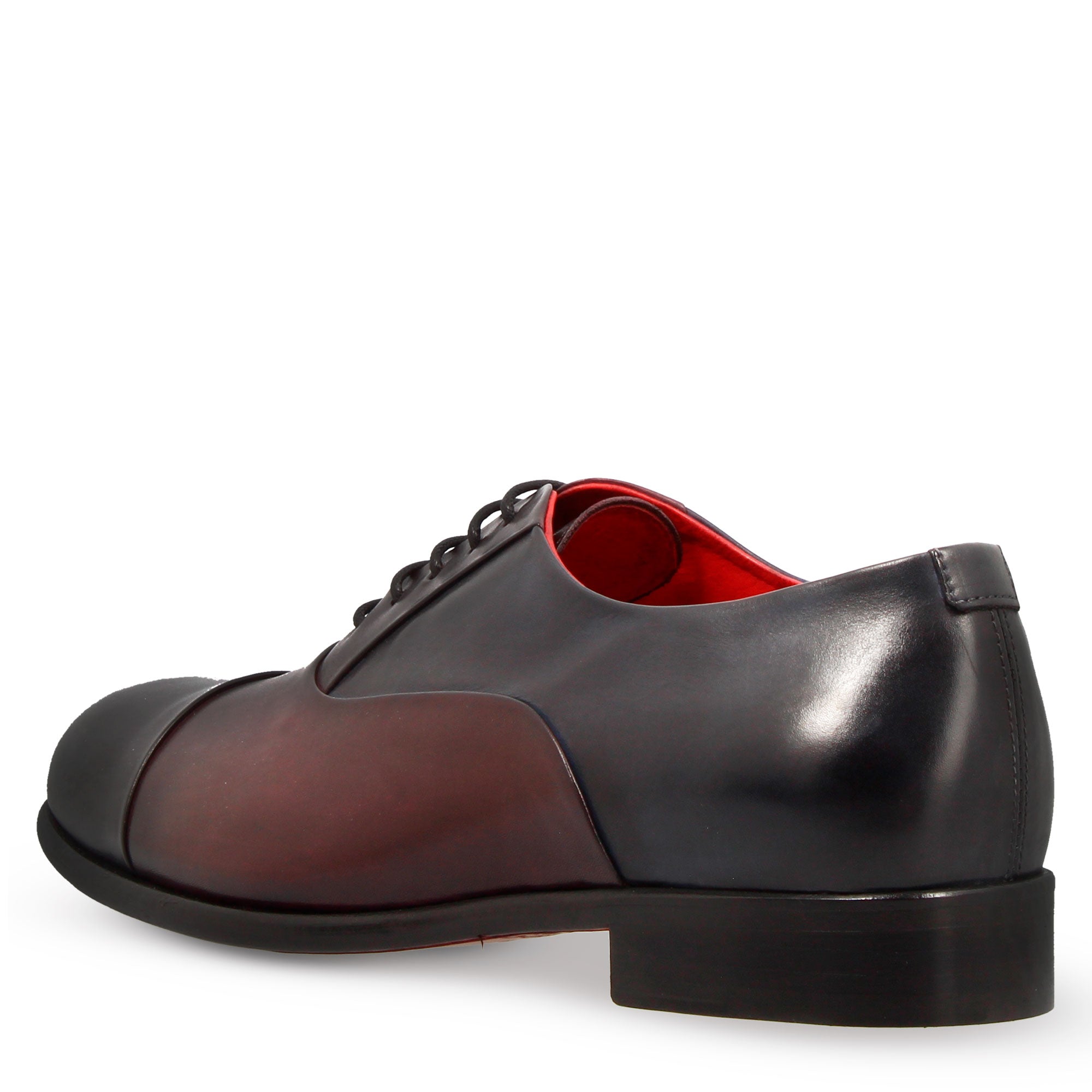 Leonardo Shoes Oxford francesina marrone blu pelle cuoio