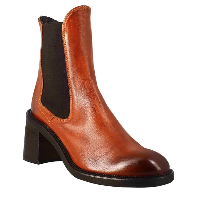 Leonardo Shoes Diver Chelsea Stivaletti Donna Pelle Cuoio