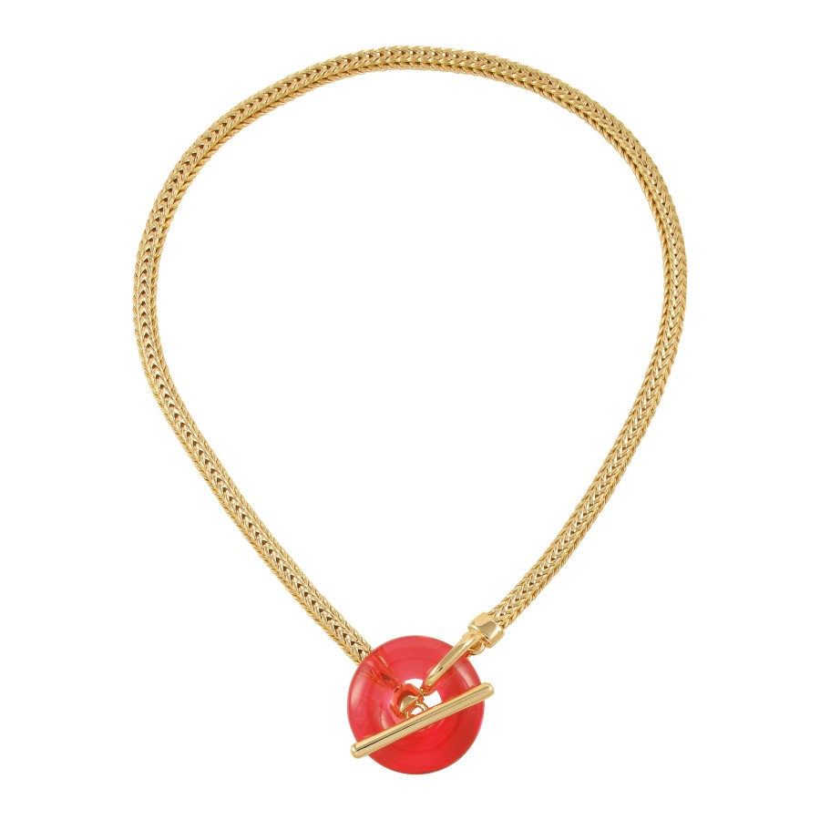 Vince Camuto Collana Serpente Oro Pietra Rosa Caramella