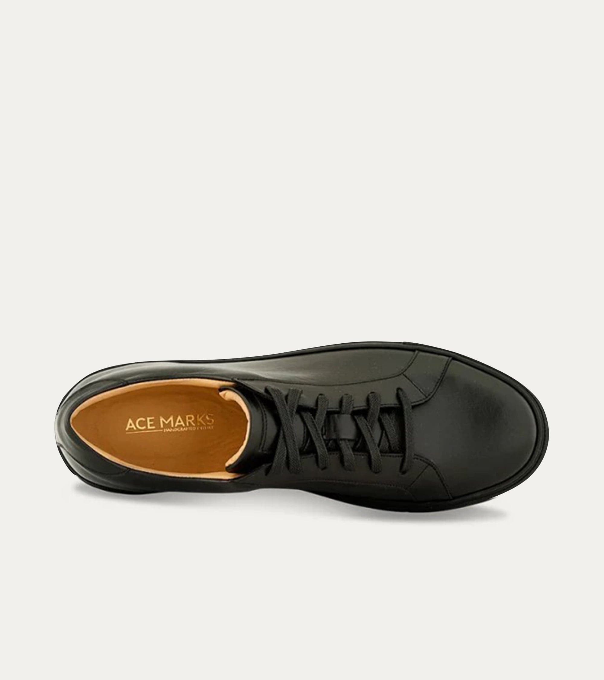 Ace Marks Duke sneakers pelle uomo nere suola nera taglia 9