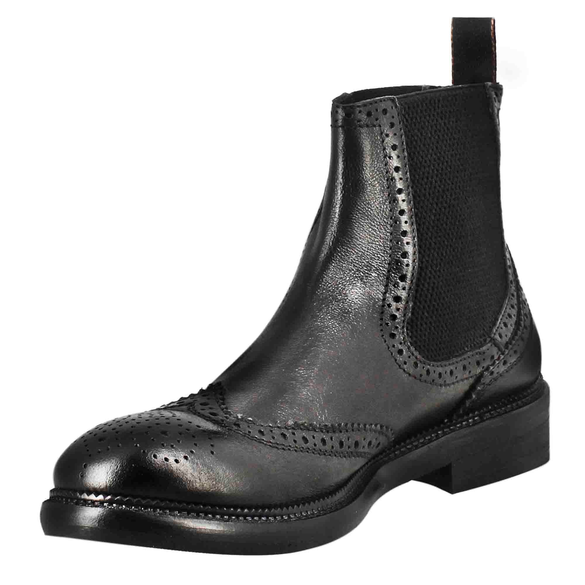 Leonardo Shoes Candy Chelsea Uomo Pelle Nero Vintage