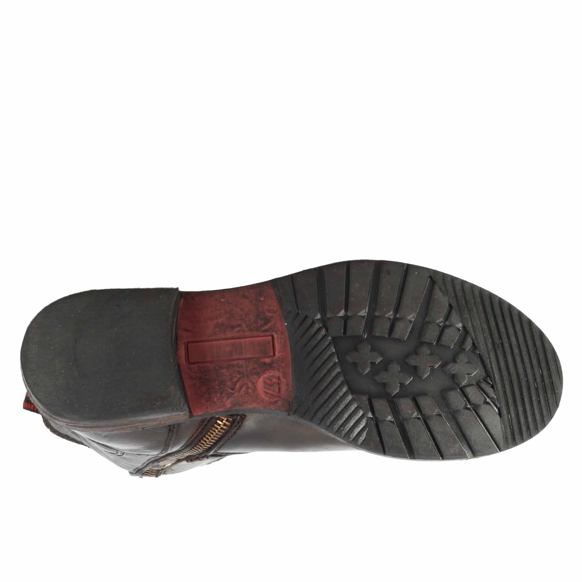 Leonardo Shoes stivaletto donna pelle marrone doppia fibbia
