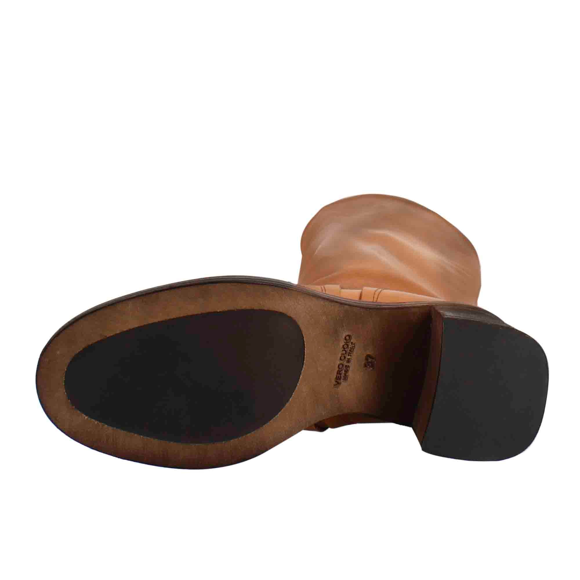 Leonardo Shoes Stivali Donna diver cuoio scuro tacco 5 cm