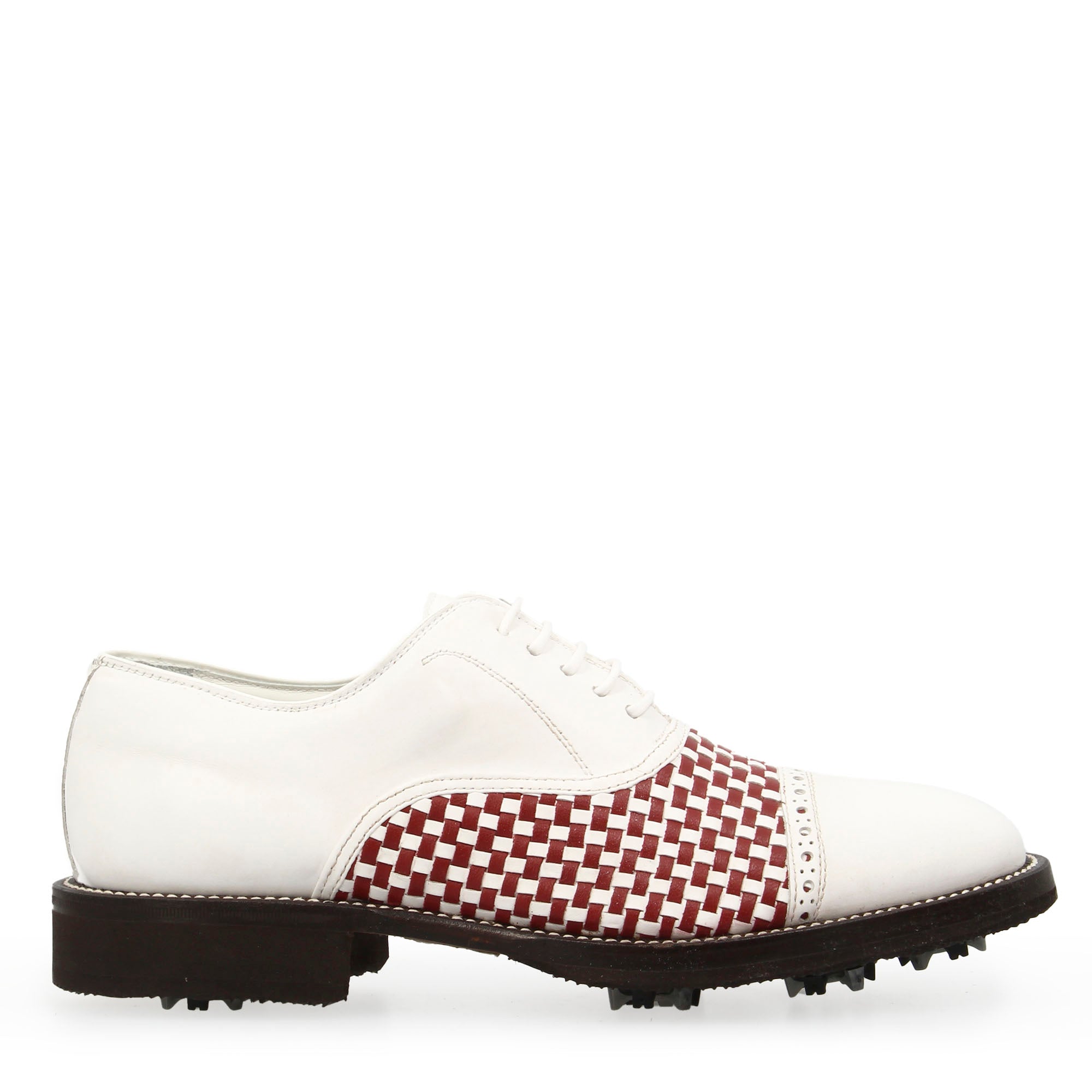 Leonardo Shoes Golf Calzature scarpe golf pelle bianco rosso