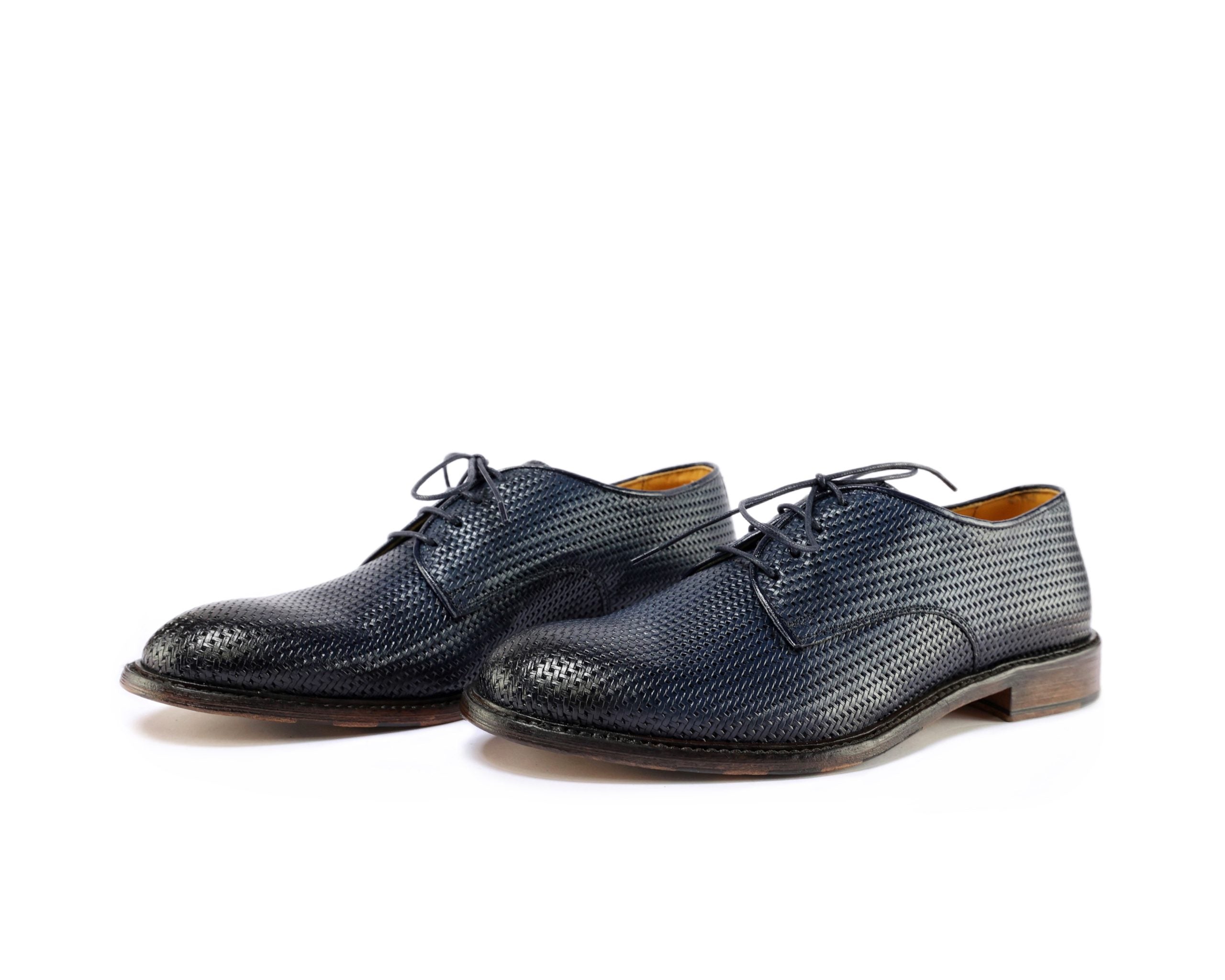 Ton Goût Aurora derby uomo blu vitello stampato