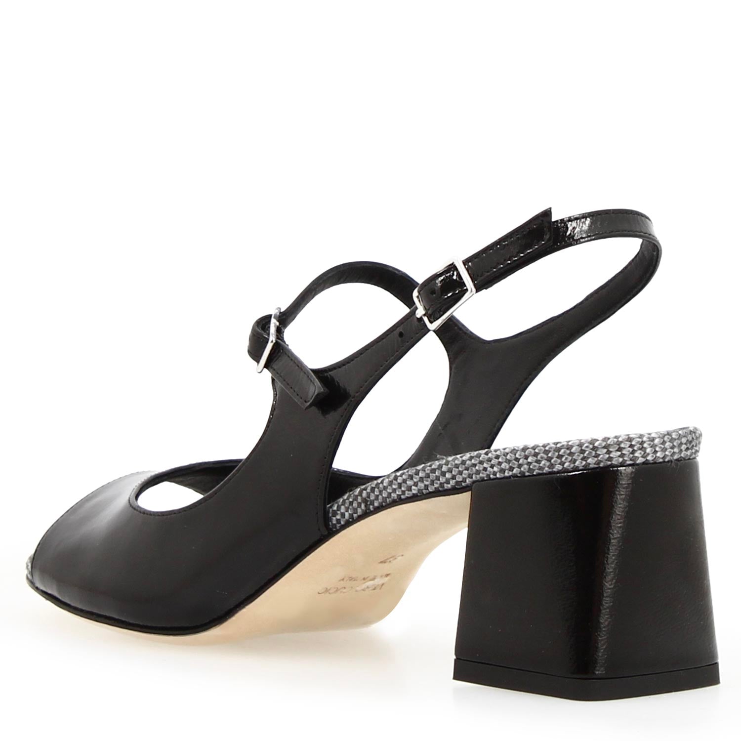 Leonardo Shoes Alba Sandalo Donna Vernice Nero 5,5