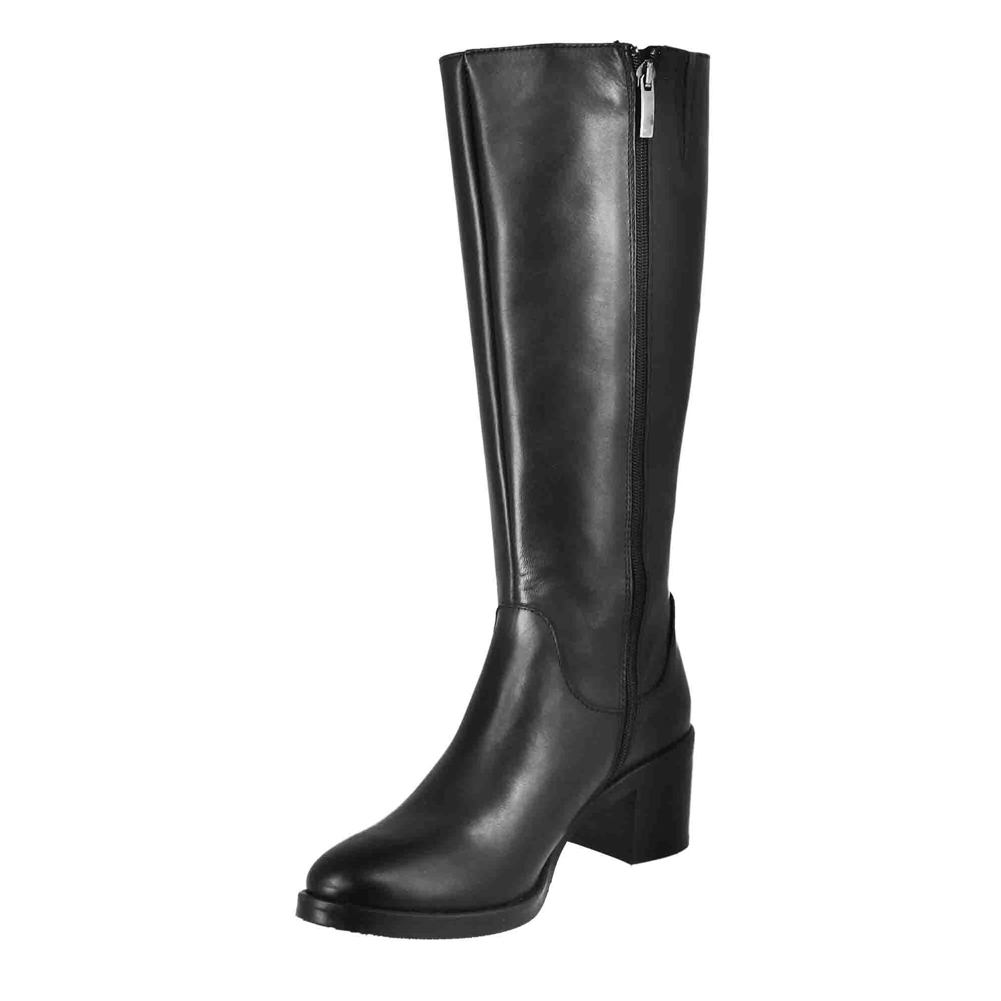 Leonardo Shoes Stivali Donna stivali nero pelle tacco 7 cm