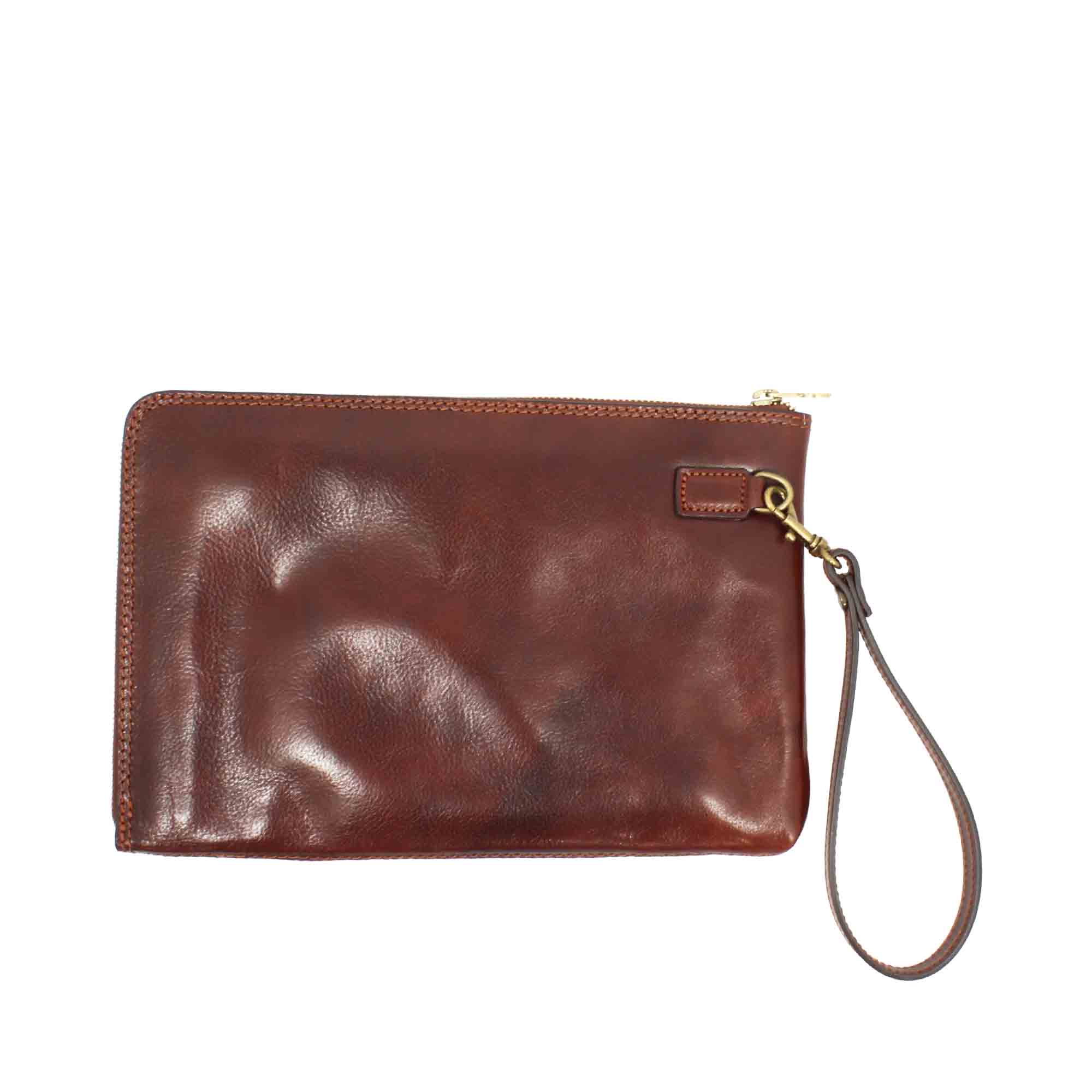 Leonardo Shoes piattina uomo pelle marrone 34 cm tre scomparti