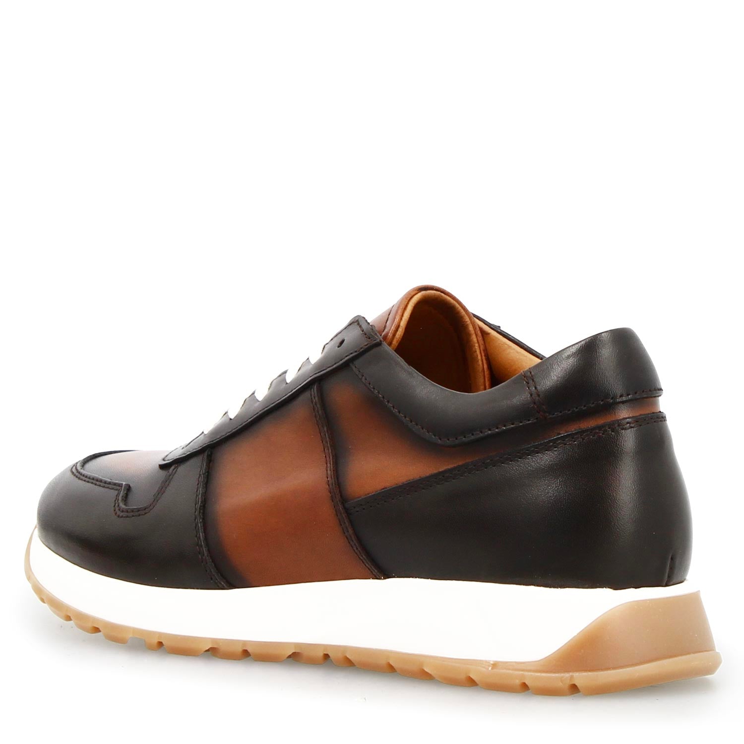 Leonardo Shoes Piave sneakers uomo pelle marrone degradé