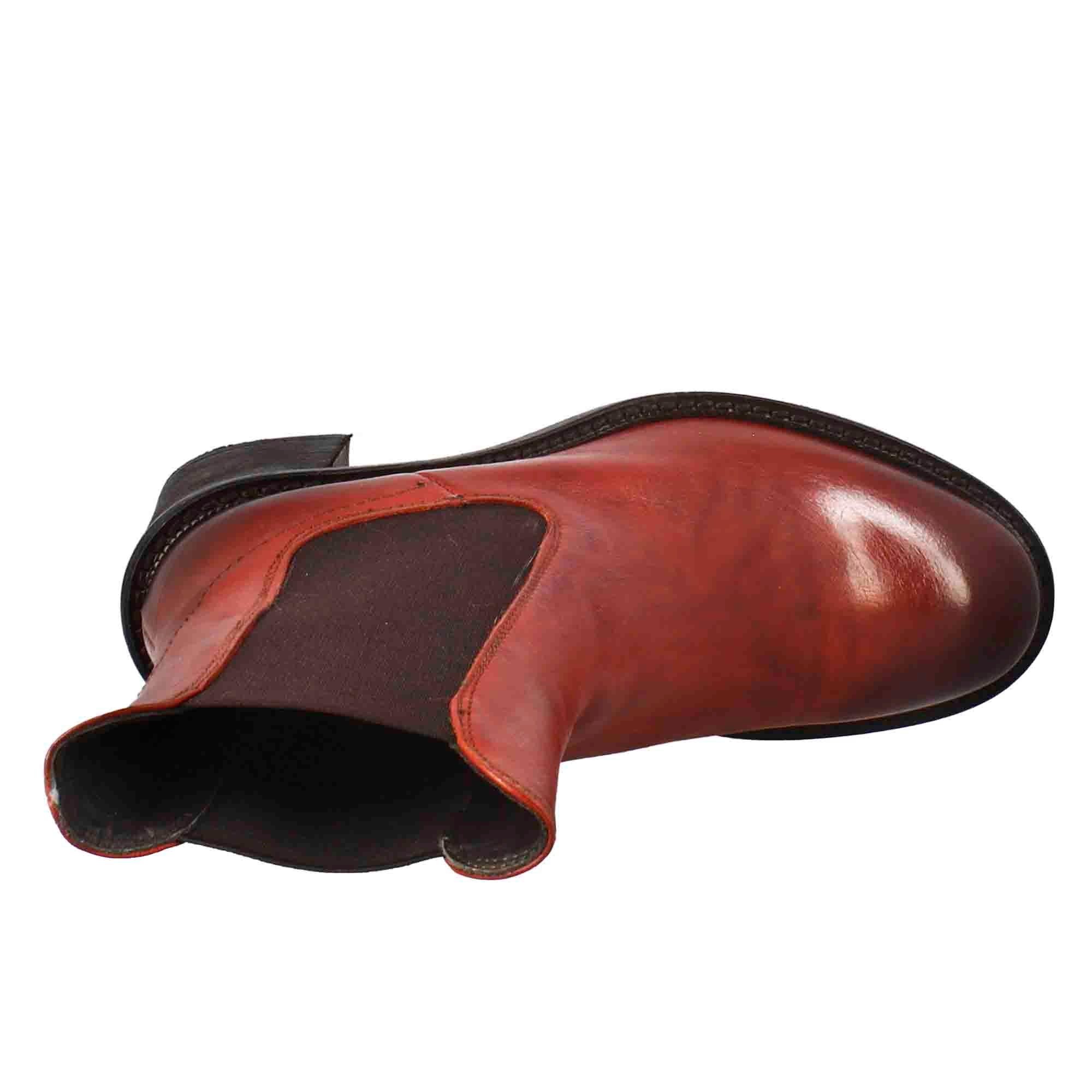 Leonardo Chelsea stivaletto tacco pelle rosso donna vintage