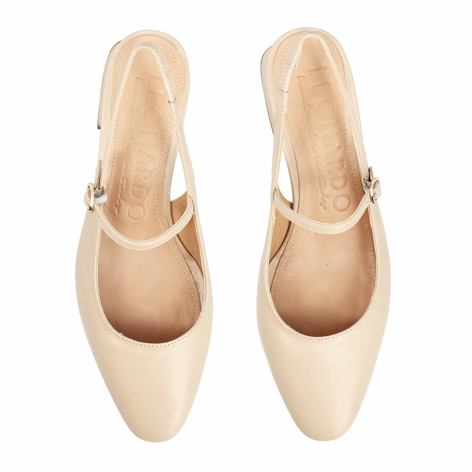Leonardo Shoes Sandali Donna Archita beige pelle tacco 3 cm
