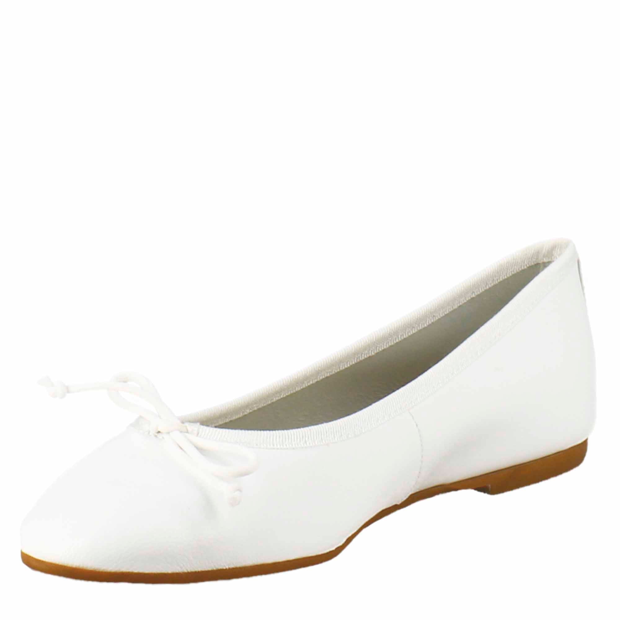 Leonardo Shoes BF-20 ballerine donna bianco pelle liscia fiocco