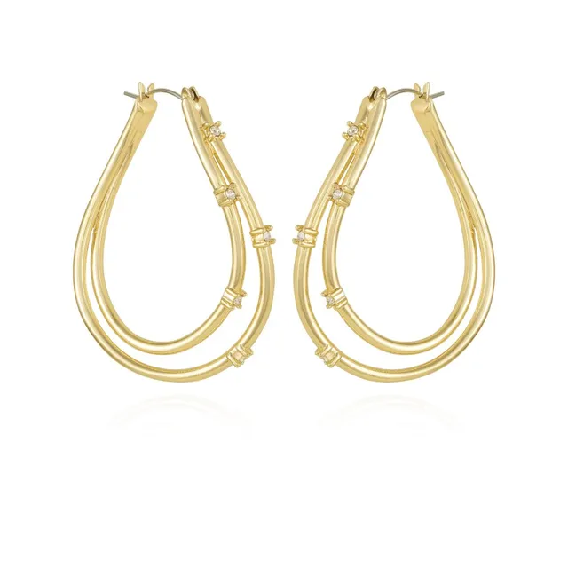 Vince Camuto orecchini cerchio ovali oro cristalli