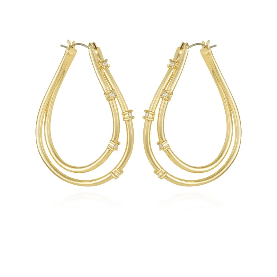 Vince Camuto orecchini cerchio ovali oro cristalli