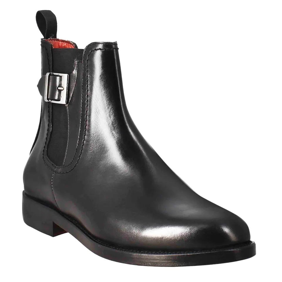 Leonardo Shoes Stivali Donna nero fibbia tacco basso pelle