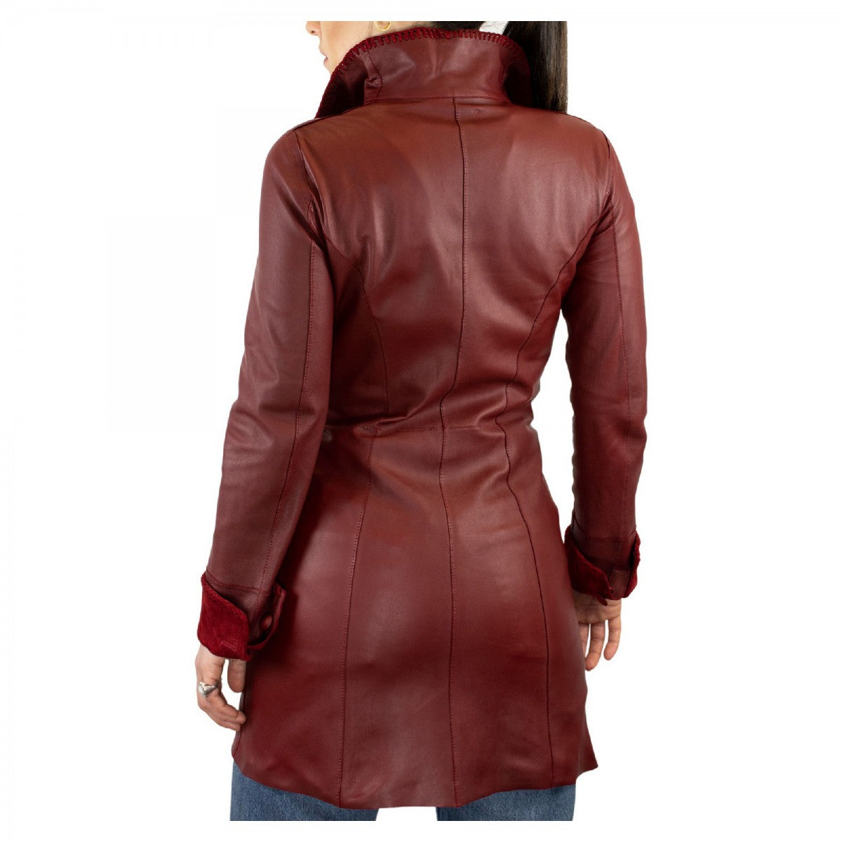 Leonardo Shoes Giacca Pelle Donna Reversibile Rossa Renna
