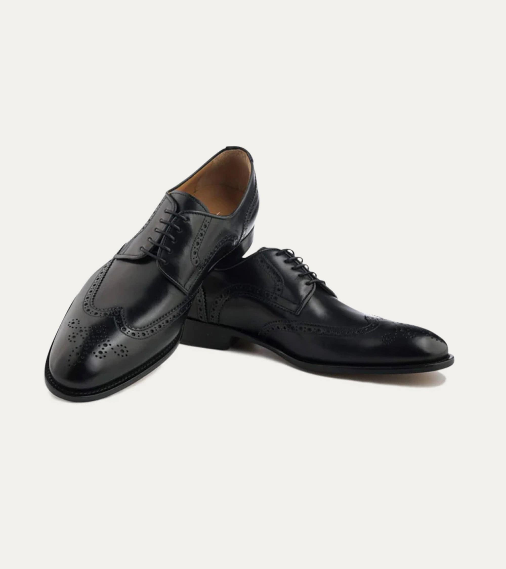 Ace Marks Vincent derby uomo pelle nera wingtip brogue
