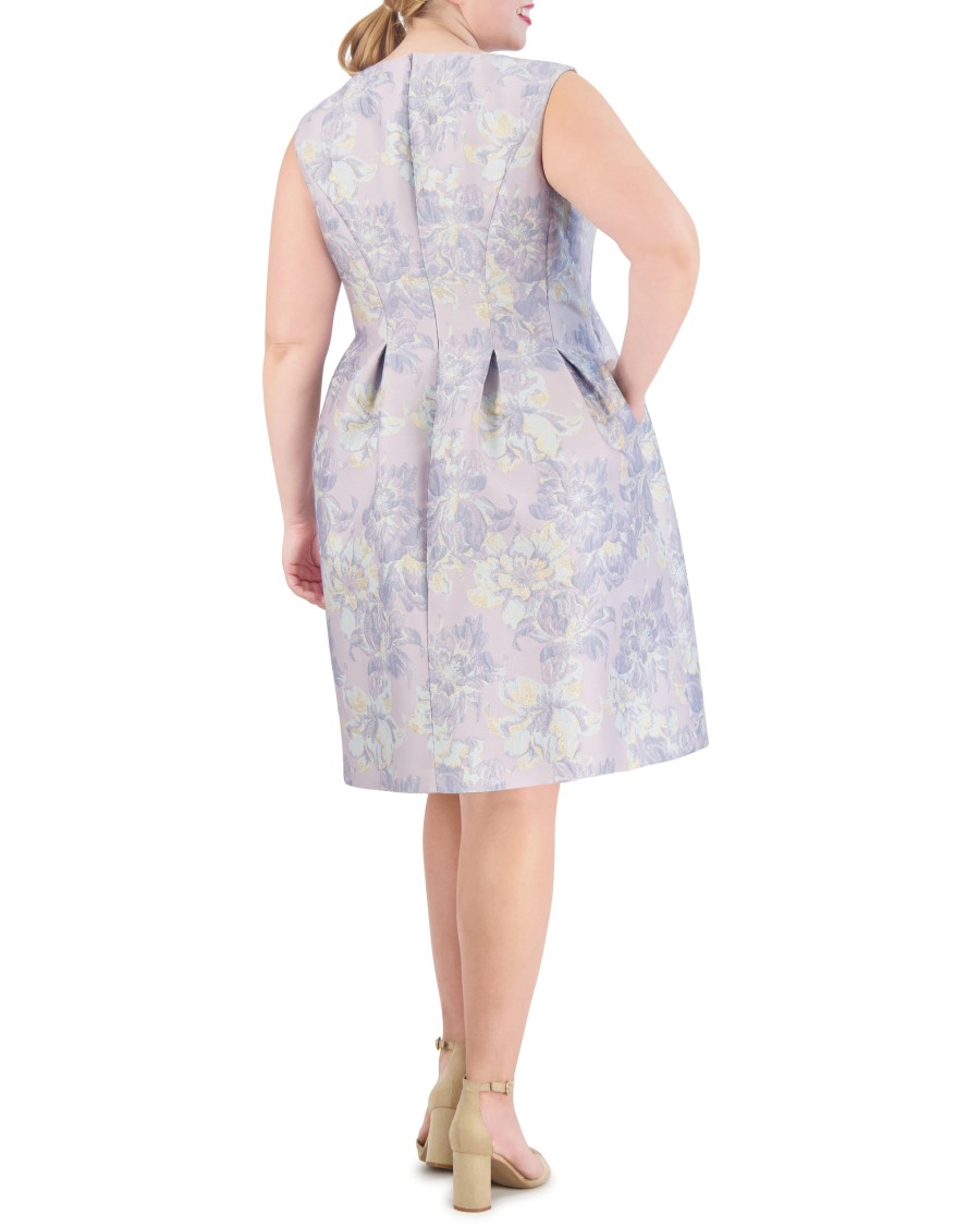 Vince Camuto Dresses Abito svasato jacquard floreale taglie forti