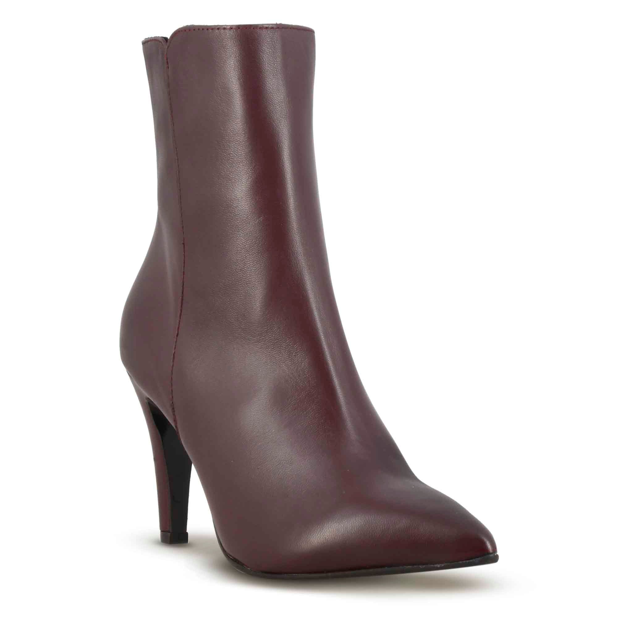 Leonardo Shoes Stivali Donna stivaletto bordeaux pelle tacco 9 cm