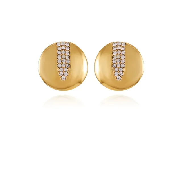 Vince Camuto Earrings Orecchini Bottone Moneta Oro Cristallo