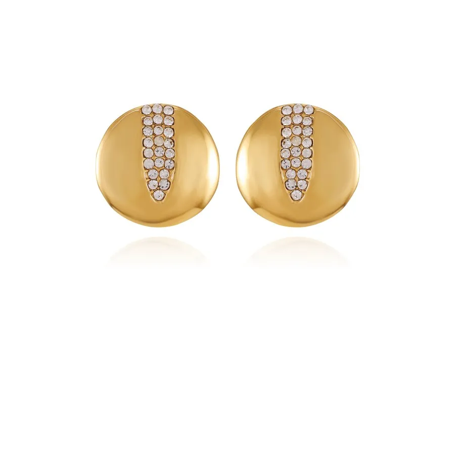 Vince Camuto Earrings Orecchini Bottone Moneta Oro Cristallo