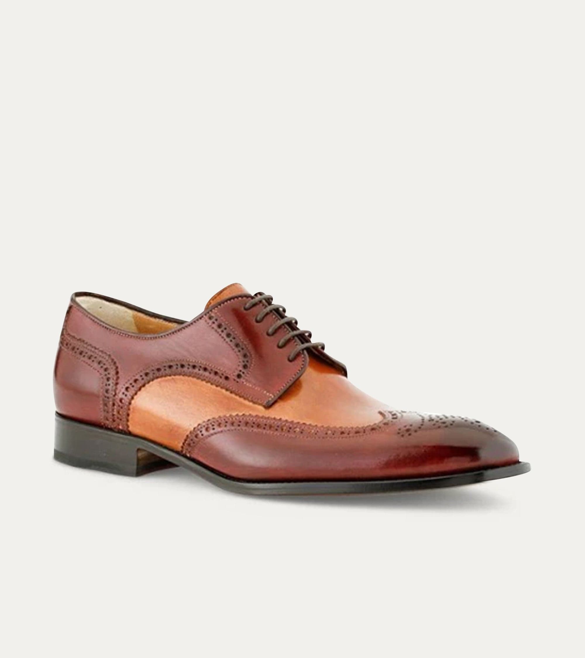 Ace Marks Vincent brogue uomo pelle bordeaux cuoio wingtip