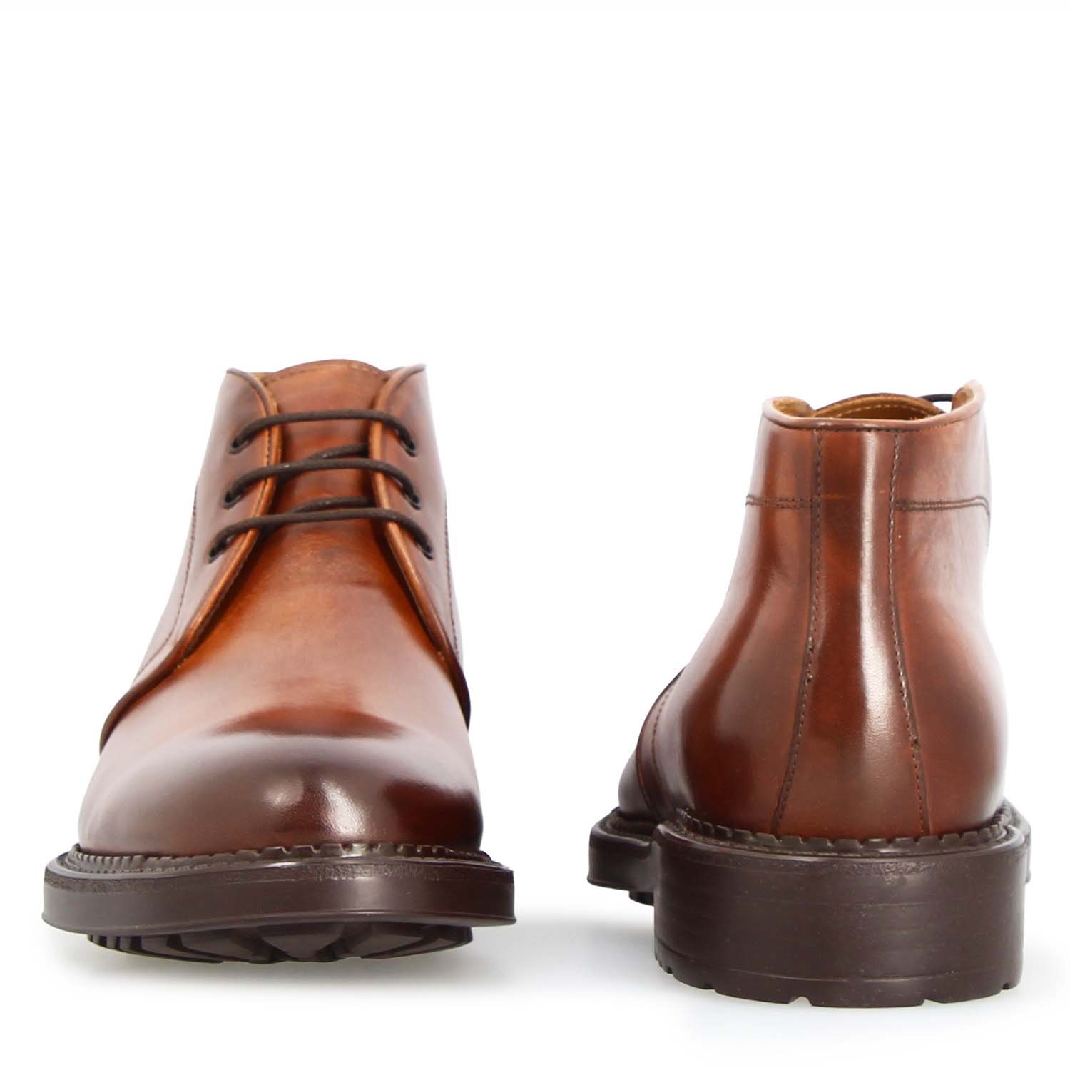 Leonardo Shoes Bacco Stivaletti Uomo Pelle Marrone Cognac