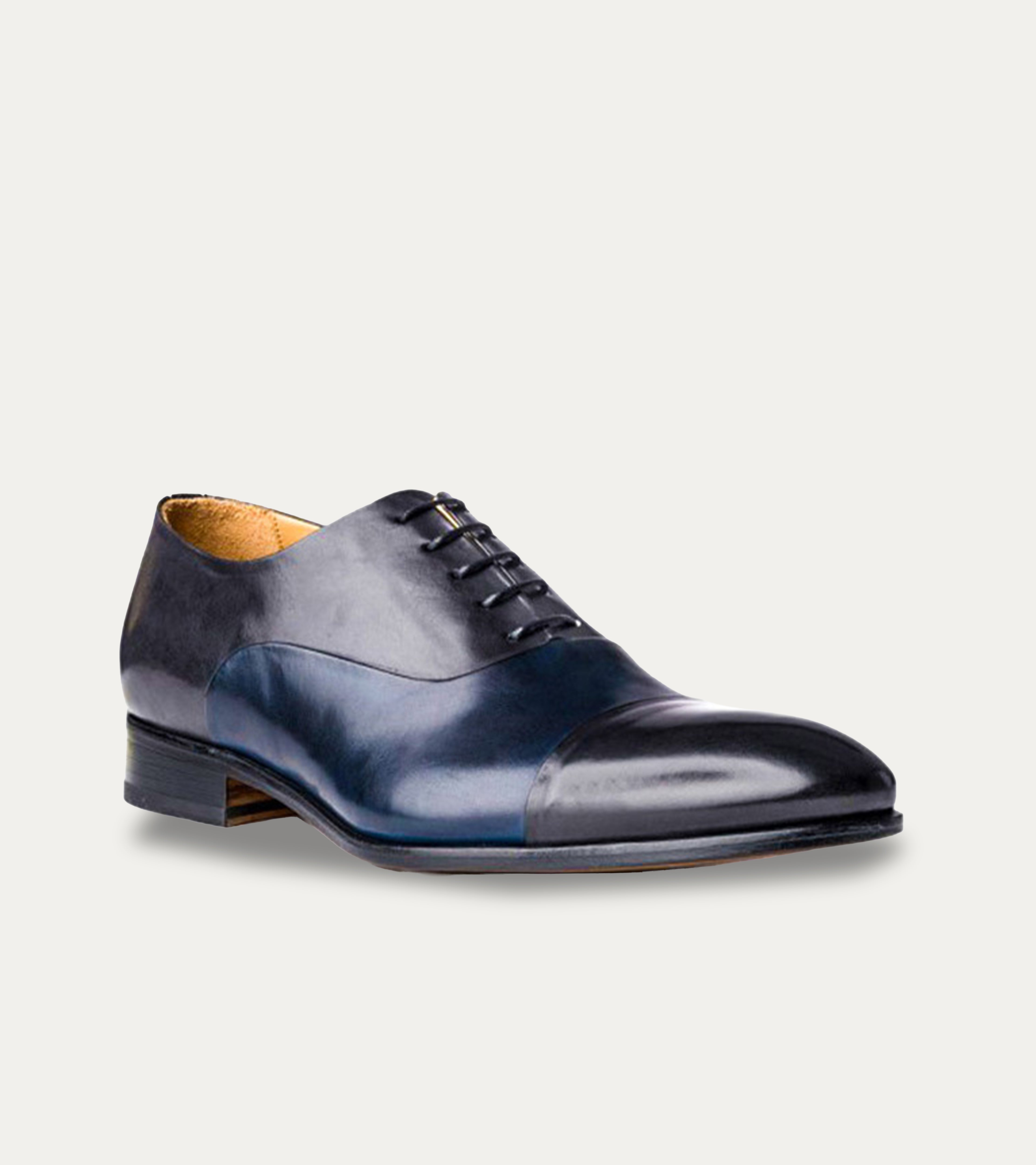 Ace Marks Griffin oxford uomo pelle grigio blu cap toe vitello