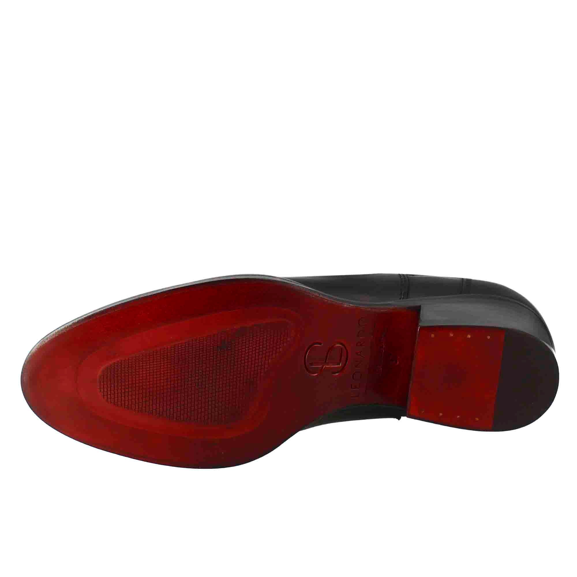 Leonardo Shoes Stivali Donna Chelsea Pelle Nero Tacco Medio Elastici