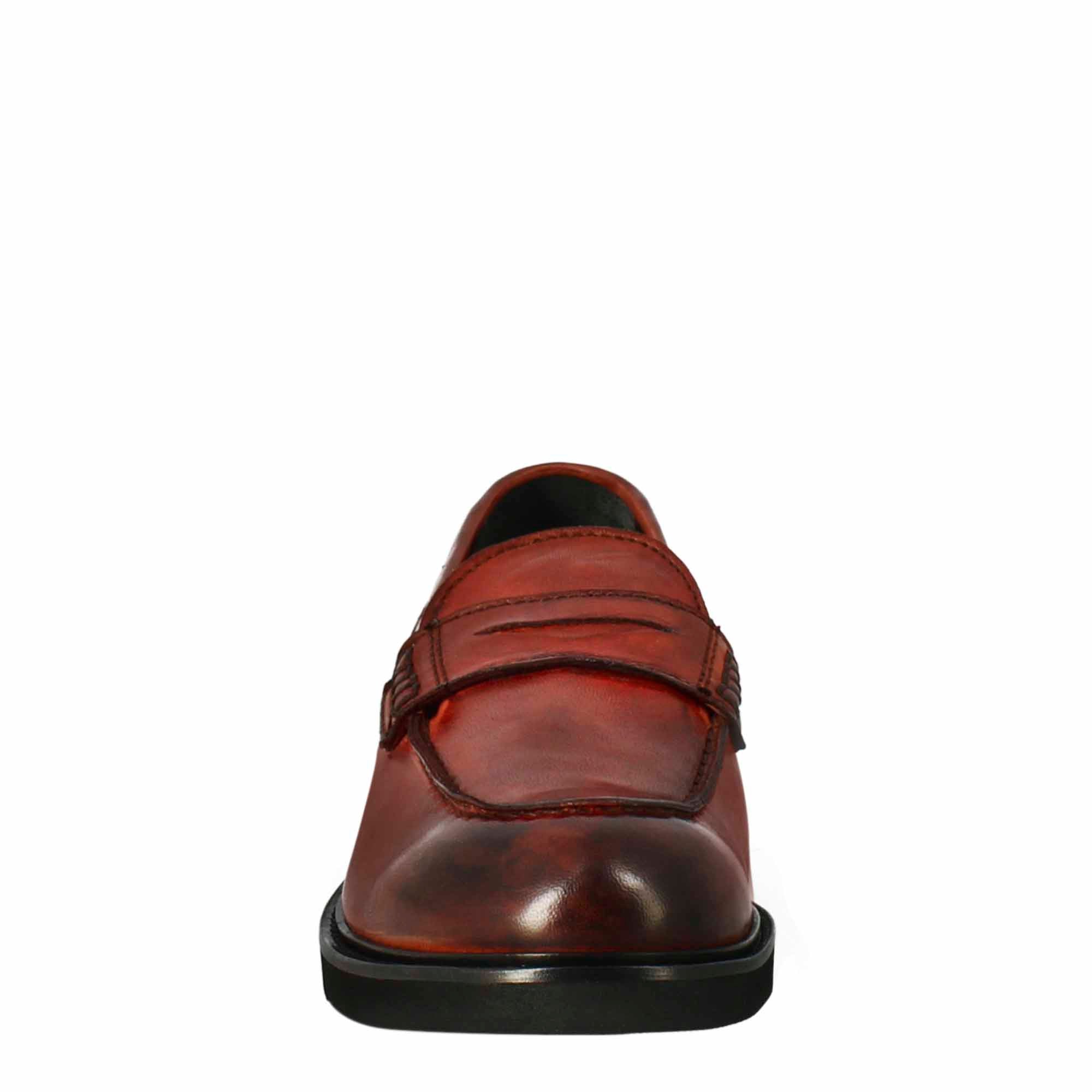 Leonardo Shoes Paupa mocassini donna rosso pelle lavata
