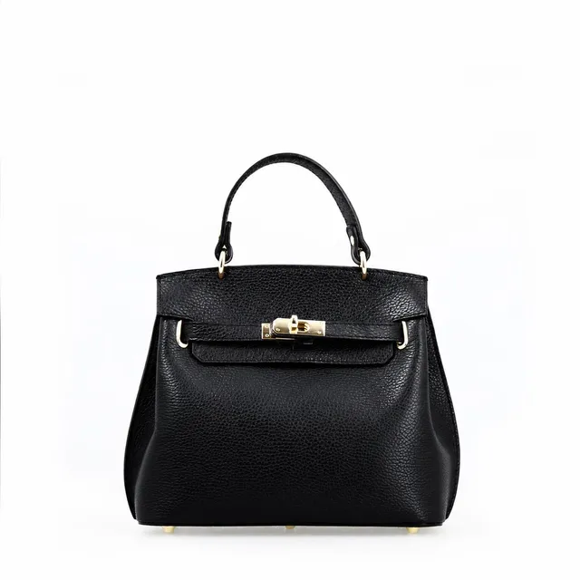 Leonardo Shoes Ninfea Borsa Pelle Nero Tracolla Twist Lock