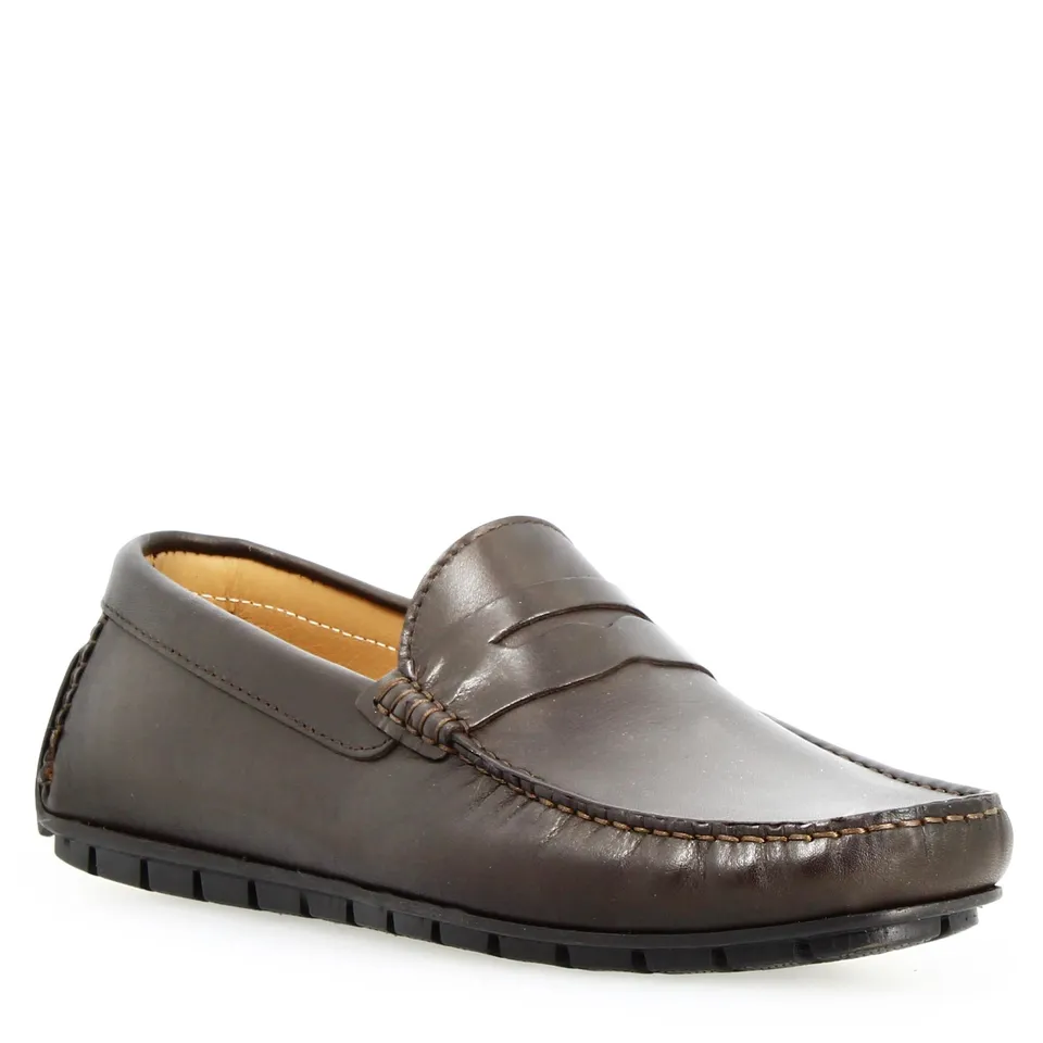 Leonardo Shoes Ulisse Mocassino Marrone Pelle Uomo