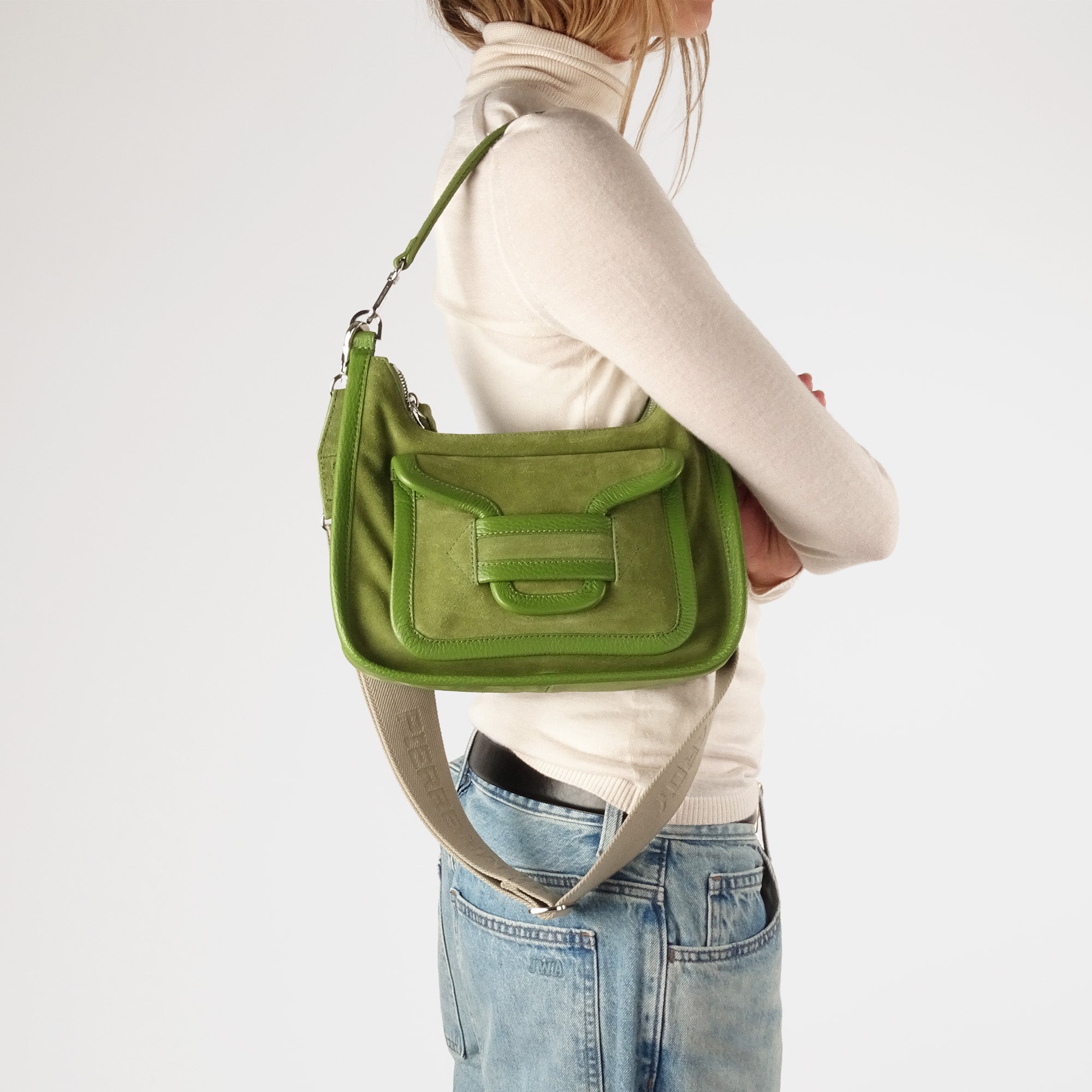 Pierre Hardy Alpha Day borsa a spalla pelle verde TU