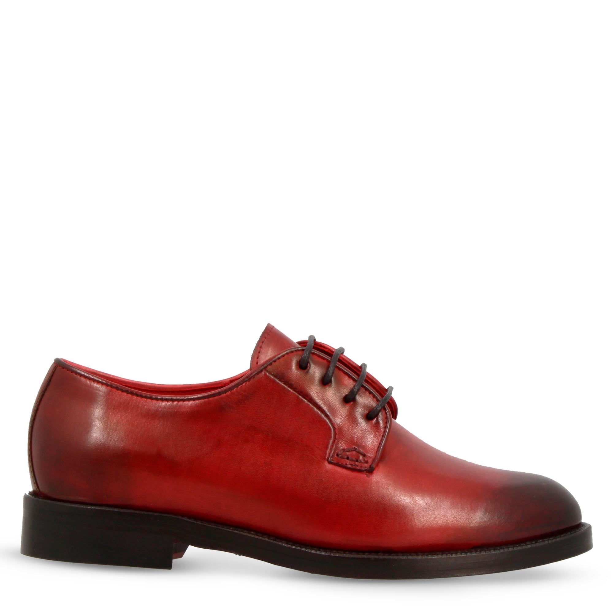 Leonardo Shoes Derby Donna Bordeaux Pelle Liscia