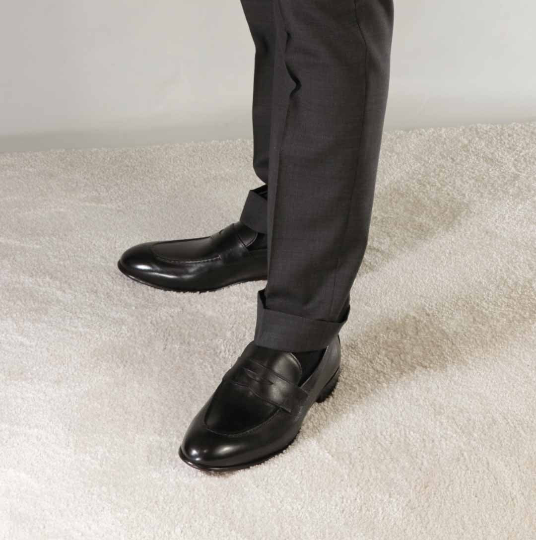 Leonardo Shoes Mocassino Uomo Pelle Nero Classico Cuoio
