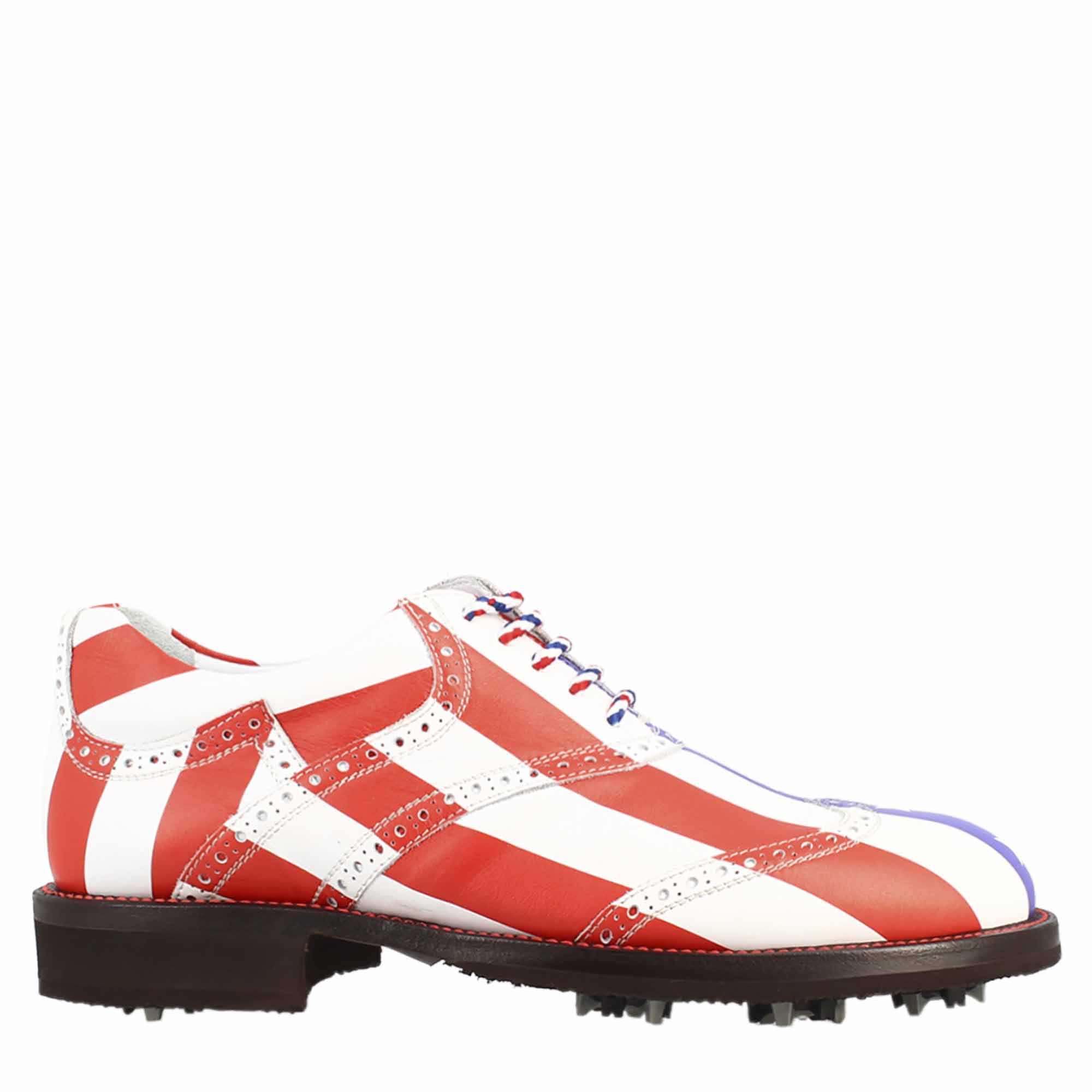 Leonardo Shoes USA scarpe da golf pelle blu rosso bianco