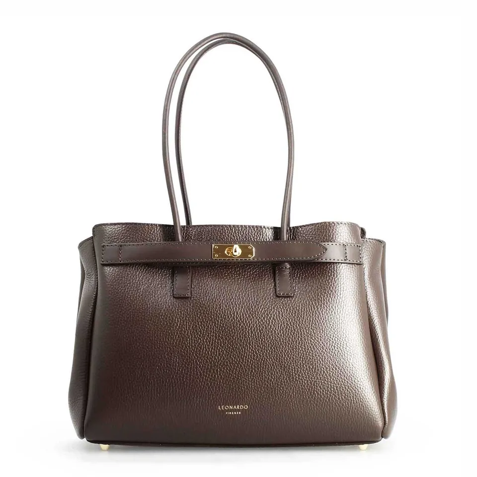 Leonardo Shoes Giulia borsa donna marrone scuro pelle spalla