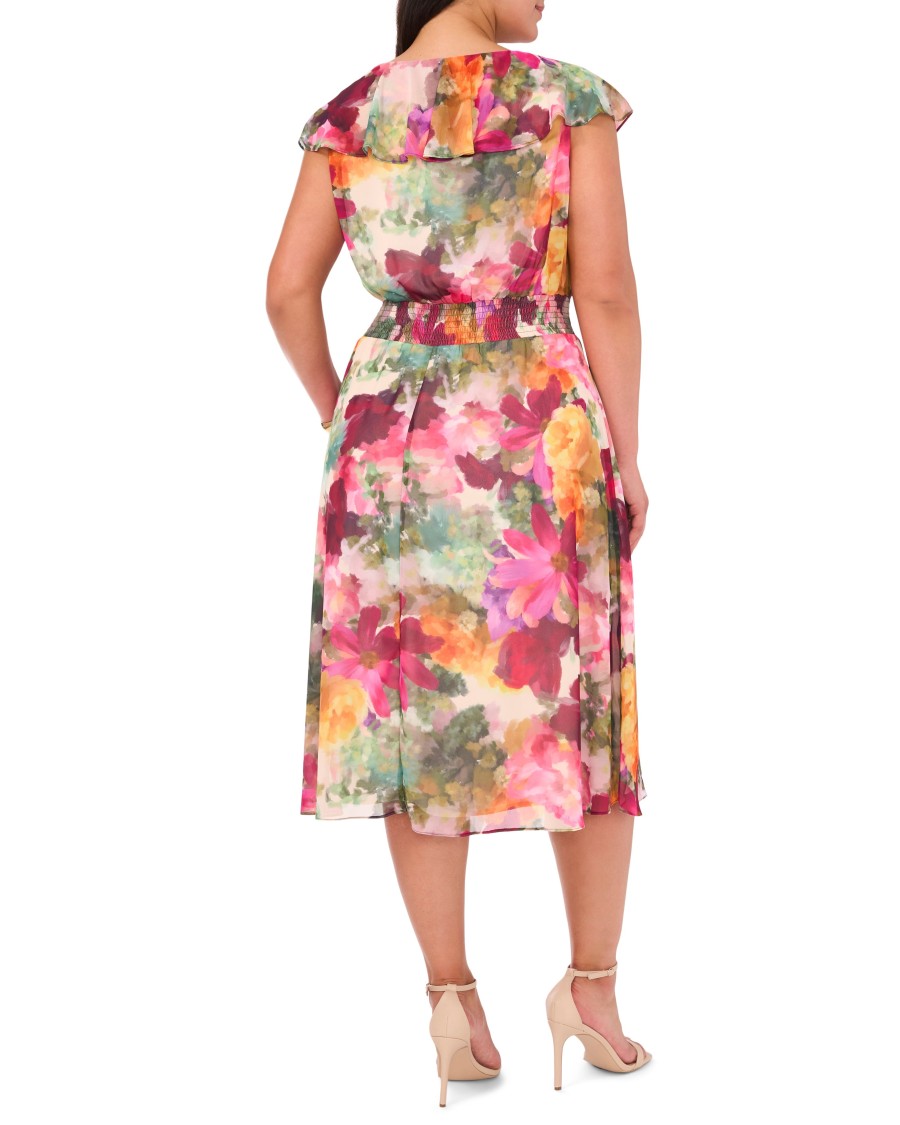 Vince Camuto Abito Midi Scollo V Vita Arricciata